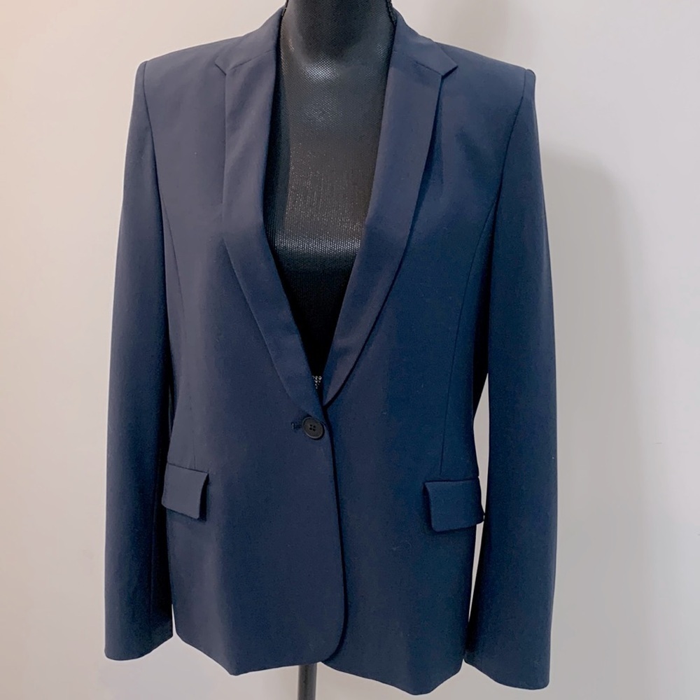 Theyskens Theory Janton Sleek Office Navy Blazer EUC Women Size 8 Made in USA